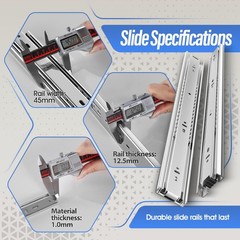 1 Pair Stainless Steel Full Extension Ball Bearing Drawer Slides 8 10 12 14 1…