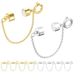 8Pcs Magnetic Bracelet Clasps with Safety Chain Gold Silver Barrel Clasp