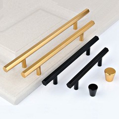 3.75″ 5″ 6.3″ 7.5″Hexagon Cabinet Pull Handle Brushed Brass&Black Dresser Knobs