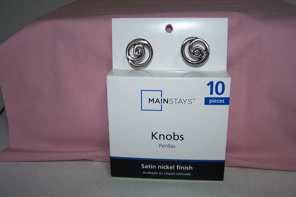 Mainstays Swirl Cabinet Knobs 10 Pc. Satin Nickel Finish with Hardware 34mm NEW