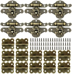 6Set Retro Design Jewelry Box Hinges and Antique Hasp 1.93X1.5 inch, Bronze