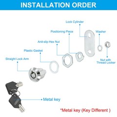 16mm Cabinet Cam Lock with Key Cylinder Tubular Cam Keyed Different