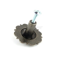 Star Knob Pull Floral Cabinet Drawer Western Decor Old Silver Round 1.5″