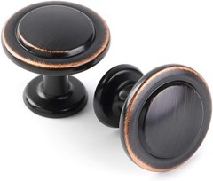 Sophisticated 1-1/4 Inch Round Knobs – 10 Pack Oil Rubbed Bronze Cabinet Pulls