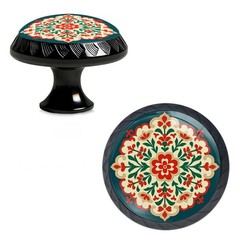 4 Pack Dunhuang Floral Art Design Kitchen Cabinet Knobs Acrylic Round Drawer …