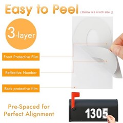 80 PCS Reflective Mailbox Numbers for Outside, 3 Inch Self 3 inch White