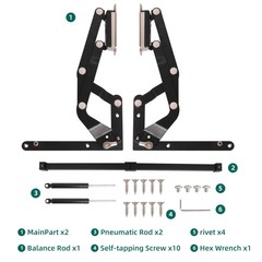 Vertical Lift Hinge, Fit for Cabinet Width: 19.69-35.43″ Matte Black