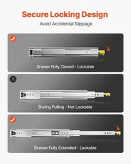 Locking 30-Inch Ball Bearing Drawer Slides – 250 lbs Capacity & Smooth Operation