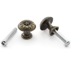 Antique Jewelry Box Pull Handle, OZXNO 4-Pack Retro Bronze Round Flower Patte…