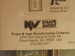 Knape & Vogt KV 1300 Drawer Slide 16″ Inch Side Mount 75 lbs NEW 1 Set