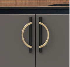 Alzassbg 6 Pack Matte Black and Gold Cabinet Pulls, 5 Inch Holes NEW