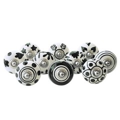 Royal Kraft Vintage Black Hand Painted Ceramic Pull Knobs Set of 10, Sknob010