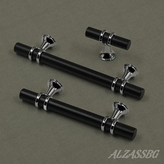 Alzassbg 10 Pack Matt Black and Silver Cabinet Knobs, 2 Inch(50mm) Cabinet Hardw