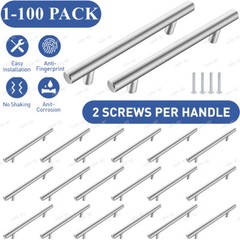 6” Brushed Nickel Kitchen Cabinet Pull Stainless Steel Drawer T Bar Handles LOT