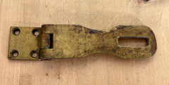 Vtg Heavy Brass Hinged Padlock Hasp Door Gate Lock, Unmarked