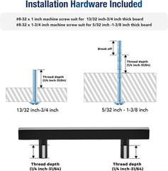 60 Pack 3-3/4 Inch Matte Black Square Cabinet Handles Stainless Steel Cabinet Ha