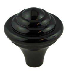 (5 Pack) 1-1/4 inch Center Dome and Rings Knob Black Nickel