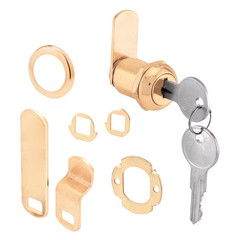 9/16 In. Drawer and Cabinet Lock, Brass Plated, Keyed Different (Single Pack)