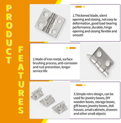 50 Pcs Mini Hinges 10 x 8 mm Silvery White Butt Hinge Miniature Hardware 180 De
