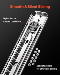 1 Pair 18-60 in Soft-Close Drawer Slides Ball Bearing Full Extension