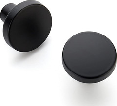 Matte Black Drawer Pulls, 1-1/4 Inch Cabinet Knobs,25 Pack | Solid Zinc Alloy, S