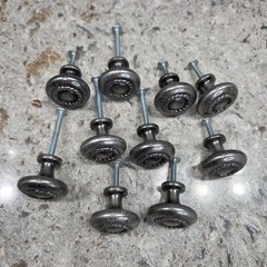 Lot of 10 Vintage Style Metal Cabinet Knobs Drawer Pulls Braided Pewter Finish