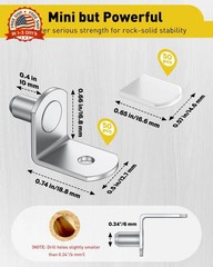 50 Pcs L-Shaped Shelf Support Pegs, 6mm Cabinet Shelf Pins with Rubber Sleeves,