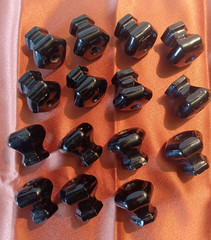 Lot 15 Vintage Black Glass Hexagonal Cabinet Drawer Pull Knobs No Hardware DIY