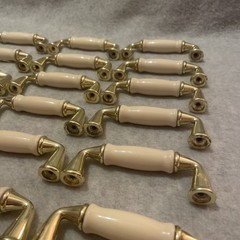 24 used 3 inch avante flare foot hardware white cream ceramic center brass