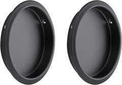 JOY DECOR 2 Pack Round Pocket Door Pulls Closet 53mm / 2-1/8in, Black