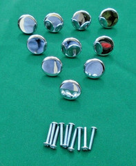 Qty. 10 Chrome Finish 1 1/8″ cabinet door pulls, with mounting screws