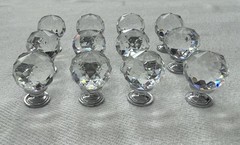 Clear Faceted Crystal Knob Chrome 1-3/16″ Drawer Pulls Lot 12 by Liberty Home