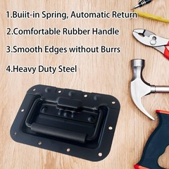 2PCS 6.37″ Recessed Spring Loaded Handle with Grip, Heavy Duty Steel Chest Ha…