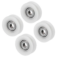 4pcs Nylon U Groove Pulley Wheel 5x25x9mm Bearing Guide Sliding Roller, White