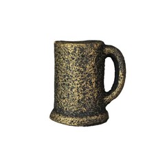 Antique Gold Finish Cast Iron Beer Mug Cabinet Knob Drawer Pulls Set of 6
