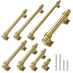Gold Satin Brass Brushed Modern Cabinet Handles Pulls Kitchen Hardware Stainless
