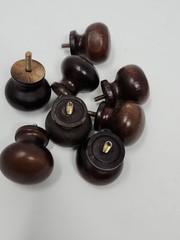 8 Cabinet Drawer Chestnut Wooden Pull Knobs Handles Dark Brown w/ Screws 1.25″