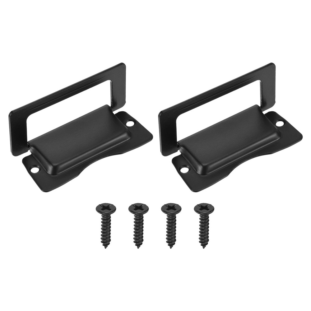 2Pcs Recessed Pull Door Handle Invisible Flush Pull Handle with Screw Black