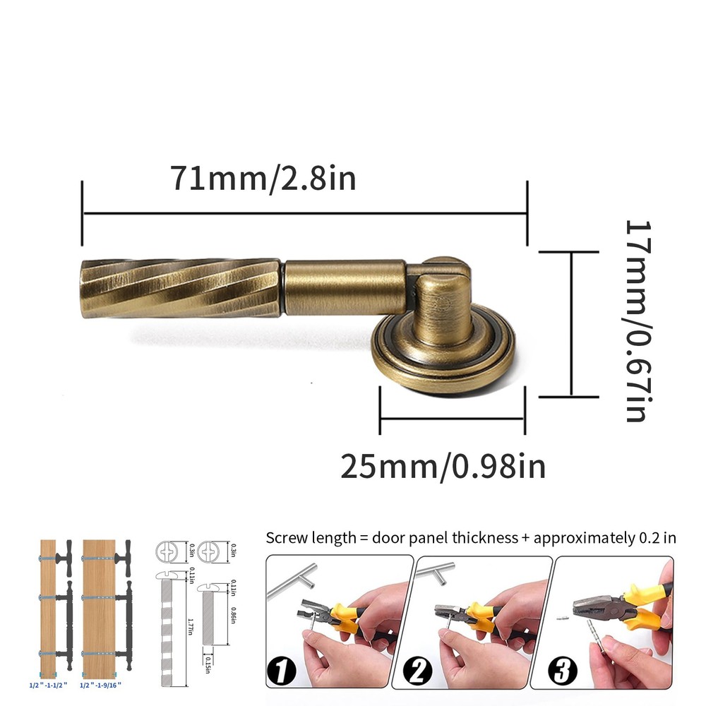 4 Pcs Solid Brass Cabinet Knobs Modern Pendant Handls Kitchen Drawer Pulls