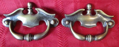 2 Vtg 3.75″ National Lock Brass Cabinet Pull Fixed Bail Drawer Handle FO-3741