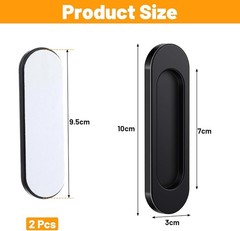 2pc Self-Adhesive Sliding Door Handles 4″ Black Aluminum Pulls No-Drill Handles