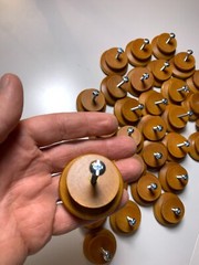 Set of 32: Wood Wooden Knobs Pulls Handles Natural Lacquered Round