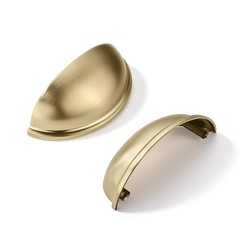 2 Pack 2.5 Inch Hole Center Gold Drawer Pulls, Brushed Brass Cabinet Cup Pulls