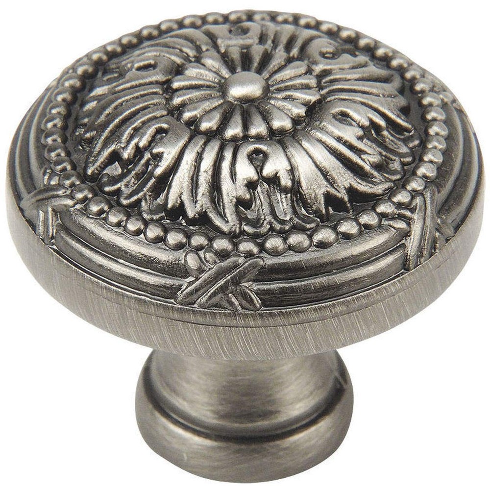 10 Pack Cabinet Knob 1-1/4 Inch Round Antique Silver Drawer Hardware Pulls