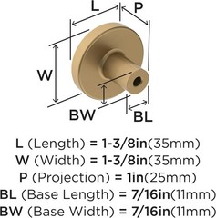 Elegant Champagne Bronze Cabinet Knob – 1-3/8 Inch Contemporary Design