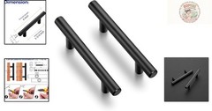 Stylish 6 Inch Black Stainless Steel Cabinet Handles – 4 Pack for Universal Fit