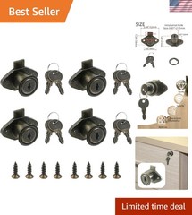 Drawer Locks with 4 Same Keys, Antique Bronze, Zinc Alloy, 4Pcs | Smooth Oper…