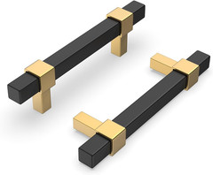 20 Pack Cabinet Handles Black and Gold Cabinet Pulls 3 Inch Hole Center Drawer P
