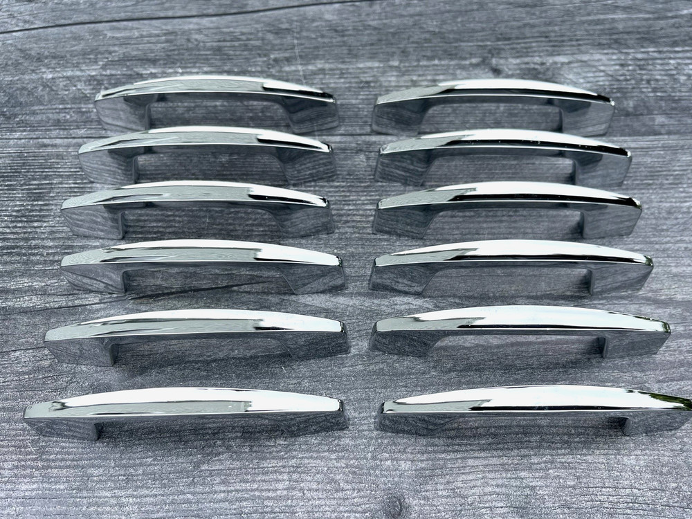 Lot of 12 Vintage Mid Century Modern Silver Chrome Drawer Pulls Atomic Metal