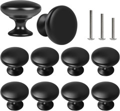 10x Matt Black Cabinet Hardware Round Mushroom Knob Drawer Handles 30mm/1.18″…